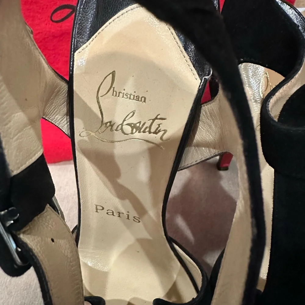 Christian Louboutin Black Suede Platform Heels - Picture 5 of 15